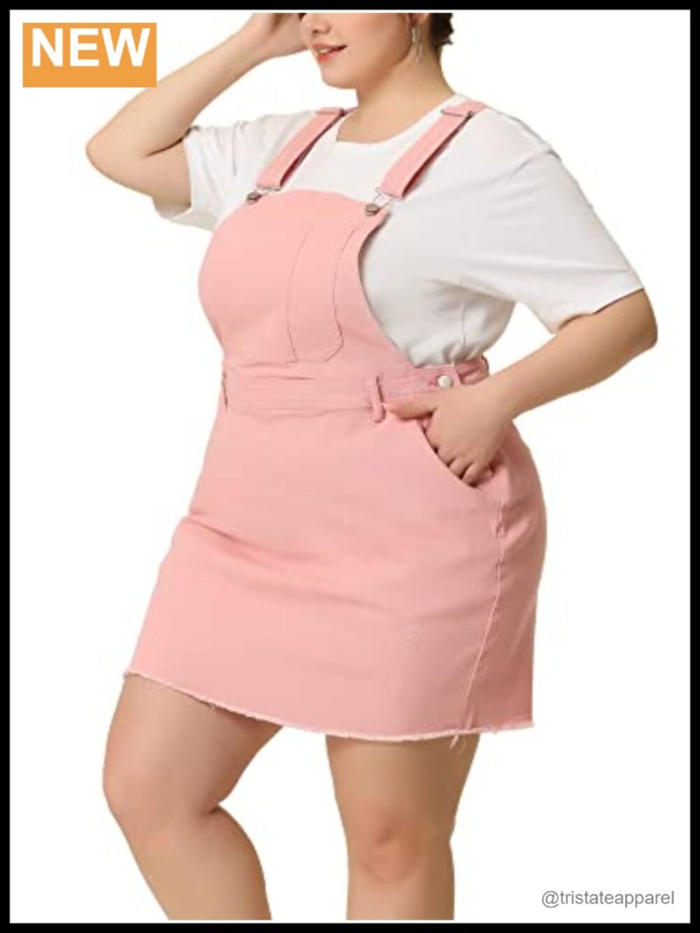 Plus Size Denim Overall Dress Adjustable Strap Distressed Suspender Skirt